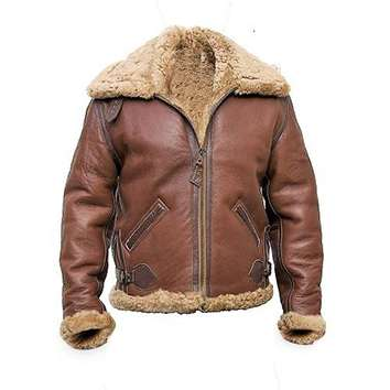 MEN’S FUR AVIATOR BROWN LEATHER JACKET