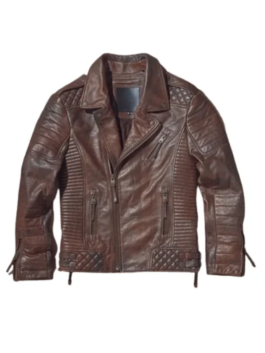 Men Waxed Brown Biker Leather Jacket