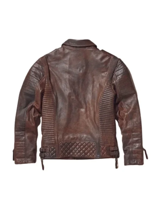 Men Waxed Brown Biker Leather Motorcycle Jacket