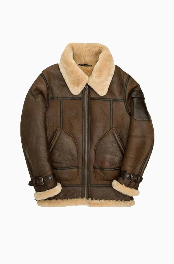 Mens Aviator B3 Leather Brown Jacket