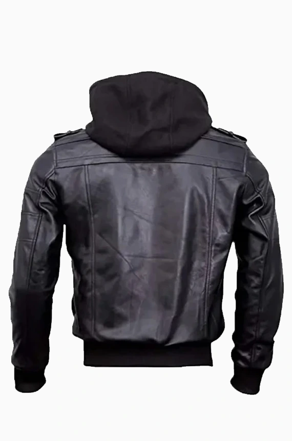 Mens Black Bomber Hooded Jacket