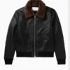 Mens Black Bomber Shearling Leather Jacket