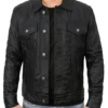 Mens Black Lambskin Trucker Jacket