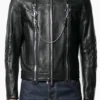 Mens Black Leather Cafe Racer Jacket