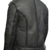 Mens Grey Wax Shearling Leather Jacket Back