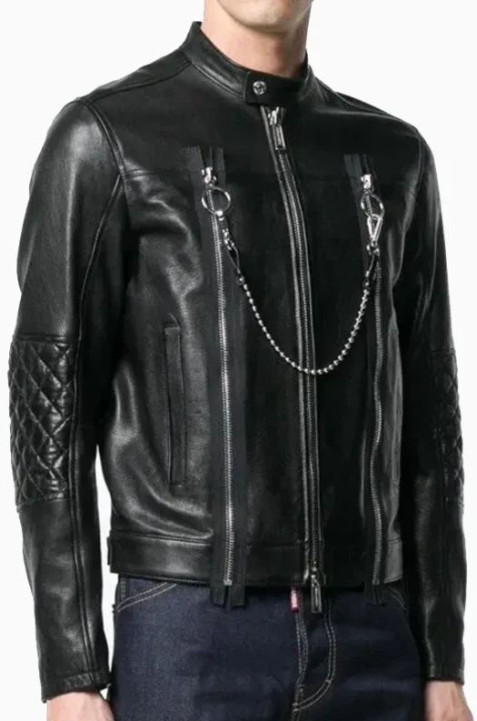 Mens Leather Cafe Racer Jacket