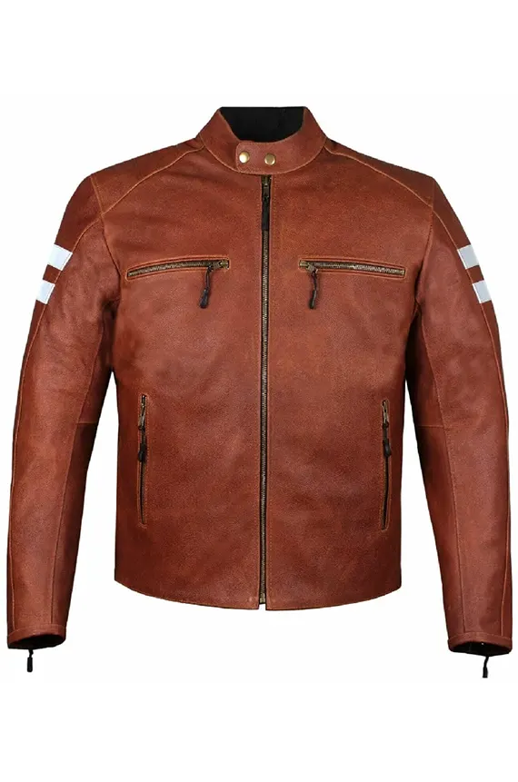 Mens Motorcycle Brown Leather Jacket