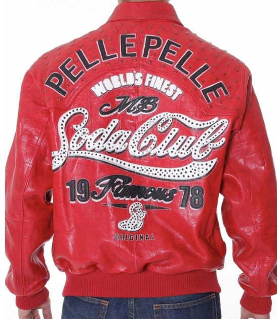 Mens Pelle Pelle Soda Club Leather Red Jacket