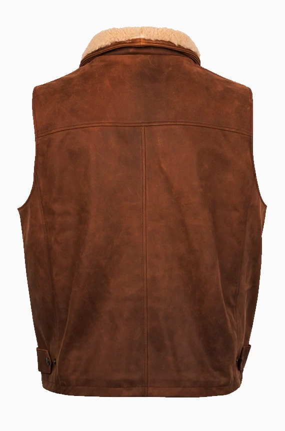 Mens Shearling Brown Leather Vest