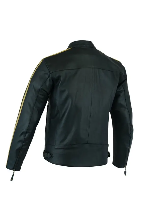 Mens Top-Grain black Motorcycle Leather Jacket