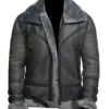 Mens Wax Fur Shearling Grey Leather Jacket
