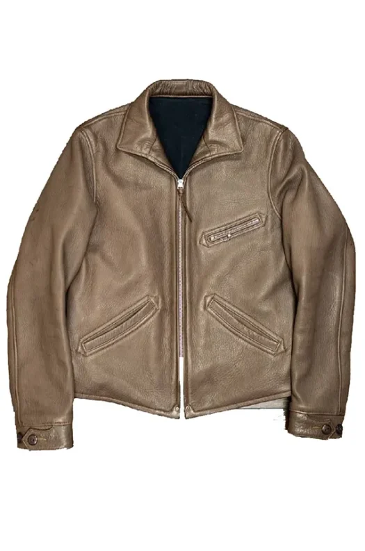 Mens Waxed Motorcycle Leather Jacket