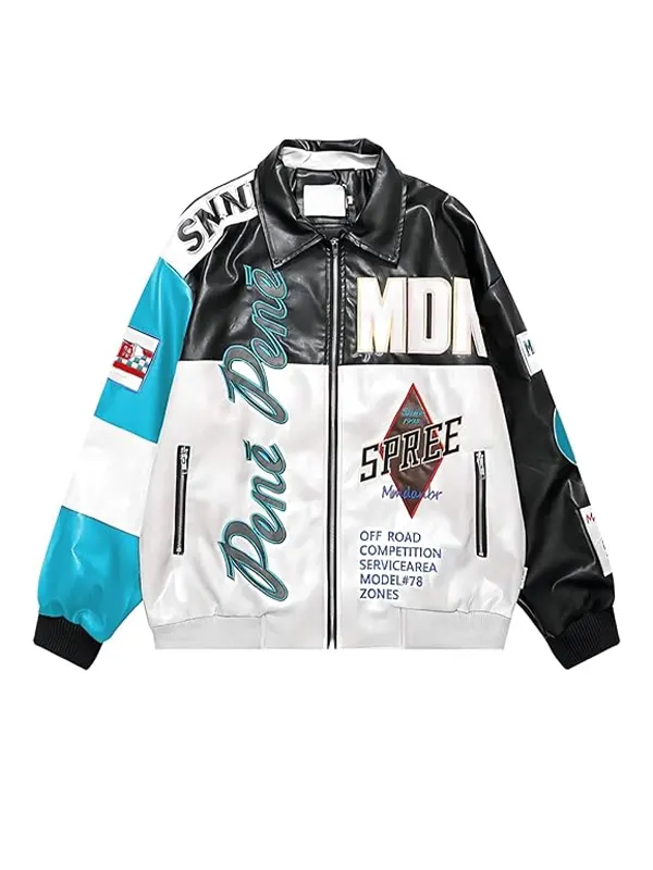 Motorcycle Bomber Varsity Leather Jacket