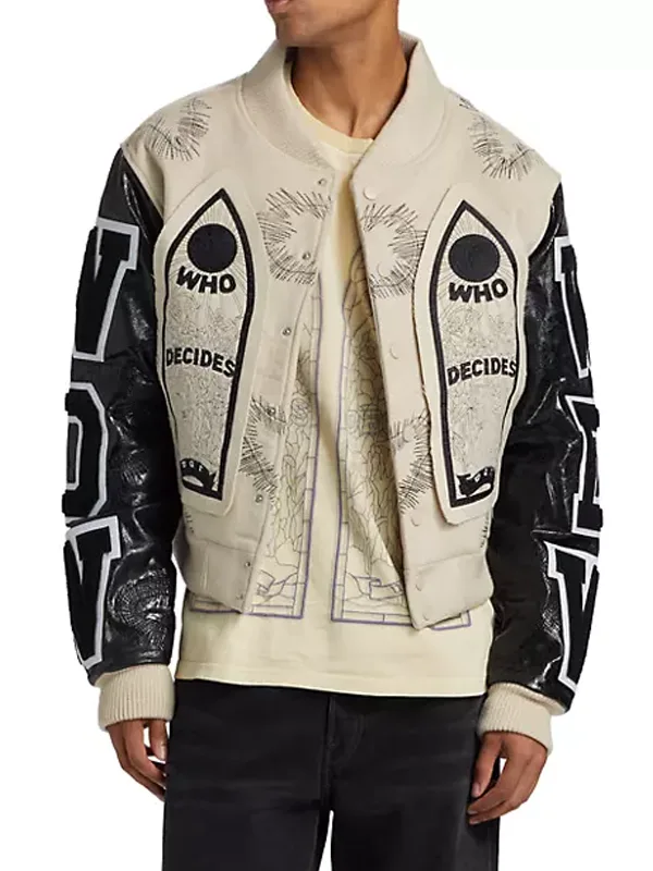 Namesake Wool-Blend Cream Varsity Jacket