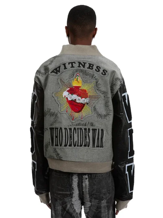 Namesake Grey Varsity Jacket Back