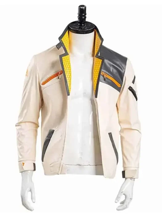 Phoenix Valorant Fiery White Leather Jacket