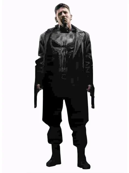 Punisher Jon Bernthal Black Leather Coat