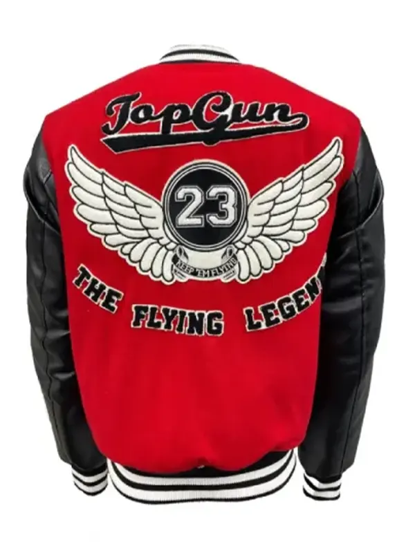 Top Gun Men The Flying Legend red Varsity Jacket