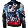 Venom Chalk Line Symbiote Fanimation black Satin Full-Snap Jacket