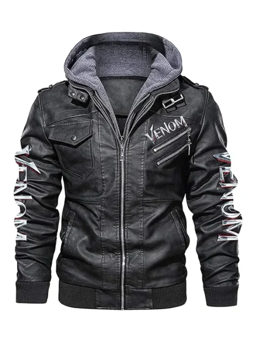 Venom Hooded Biker Leather Jacket