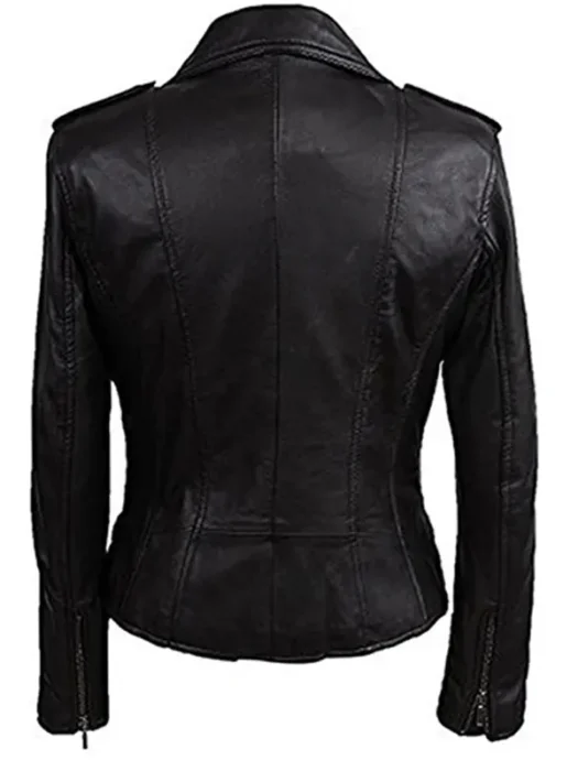 Vintage Rock Style Bikers Leather Jacket back
