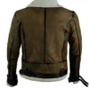 WAXED BROWN BOMBER FUR SHEARLING JACKET