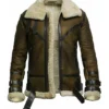 WAXED BROWN BOMBER FUR SHEARLING LEATHER JACKET