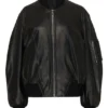 WOMEN BLACK BOMBER BIKER LEATHER JACKET