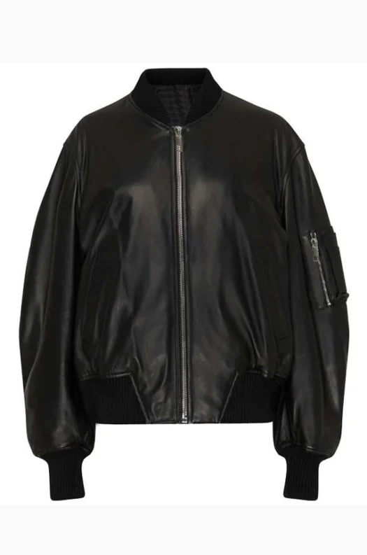 WOMEN BLACK BOMBER BIKER LEATHER JACKET