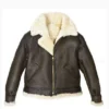 WOMEN BROWN AVIATOR FUR SHEARLING LEATHER JACKET