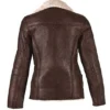 WOMEN BROWN INNER FAUX FUR SHEARLING JACKET