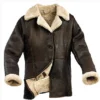 WOMEN DARK BROWN FUR COLLAR LEATHER JACKET