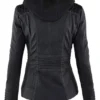 WOMEN’S SLIM FIT BOMBER HOODED LEATHER JACKET