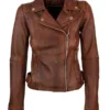 Women Brando Timber Biker Leather Jacket