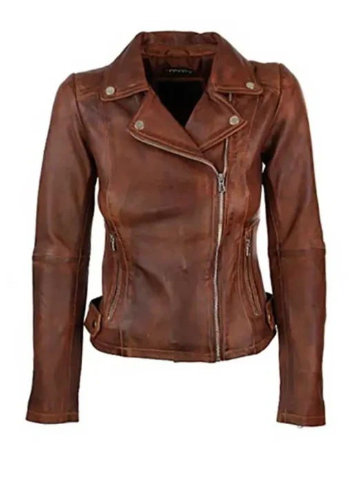 Women Brando Timber Biker Leather Jacket