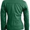 Womens Biker Quilted Green Leather Jacket