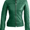 Womens Biker Quilted Leather Jacket