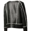 Womens Black Shearling Leather Jacket Back