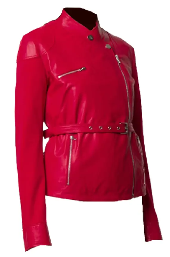 Womens Elegant Red Leather Jacket