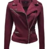 Womens Faux Burgundy Leather Jacket