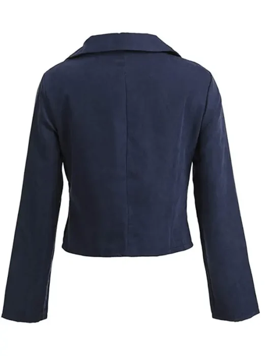 Womens Leather Faux Navy Biker Jacket back
