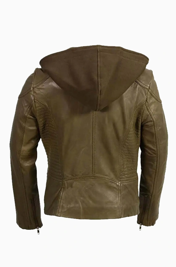 Womens Olive Motorcycle Jacket