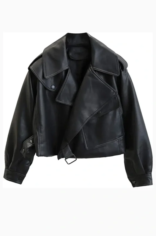 Women’s Oversized Black Leather jacket