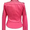 Womens Pink Biker Golden Studded Jacket