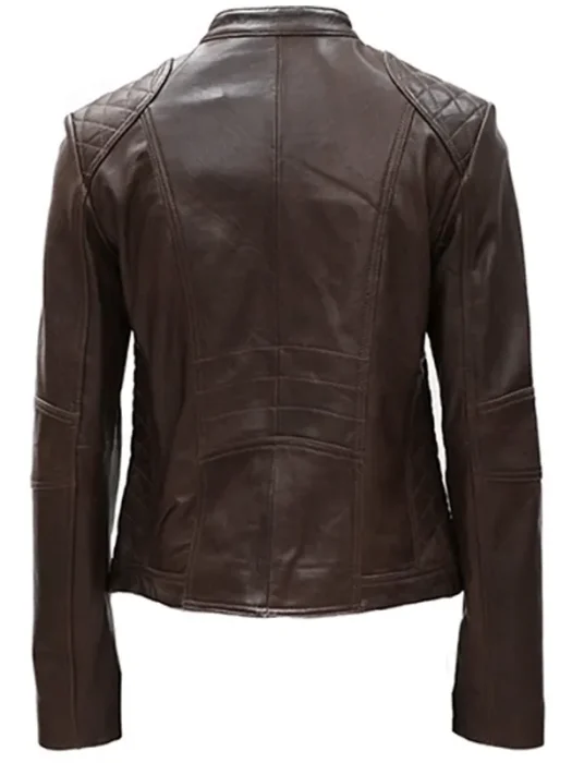 Womens Real Cafe Racer Leather Jacket back