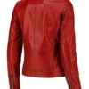 Womens Red Biker Leather Jacket