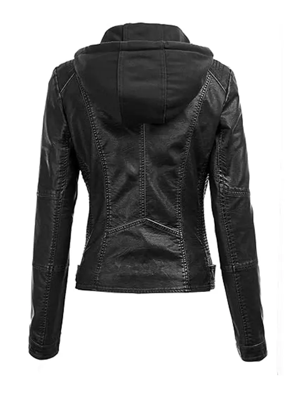 Womens Removable Hooded Faux Jacket