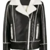 Womens Shearling Fur Black Leather Jacket