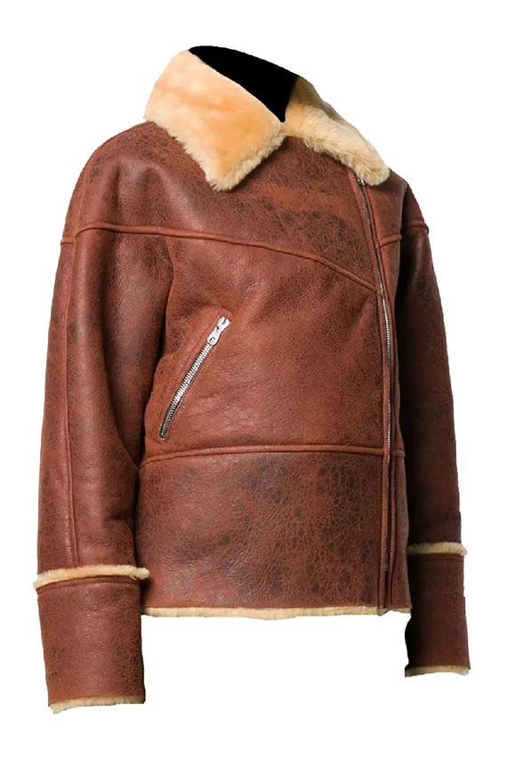 Womens Shearling Fur Leather Jacket