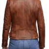 Womens Vintage Brown Biker Leather Jacket back
